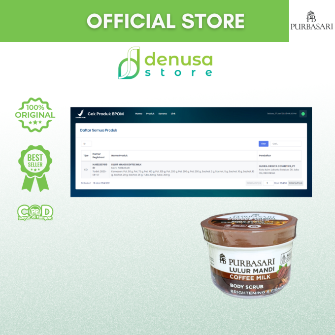 PURBASARI Lulur Mandi Coffee Milk Body Scrub 100 gram