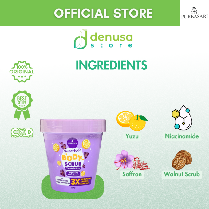 PURBASARI Superfood Yuzu n Saffron Body Scrub 200 g