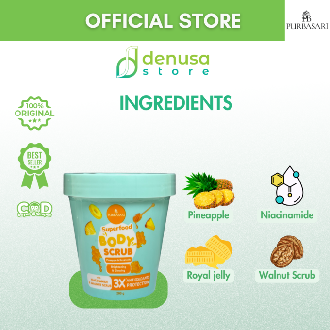 PURBASARI Superfood Pineapple n Royal Jelly Body Scrub 200 g