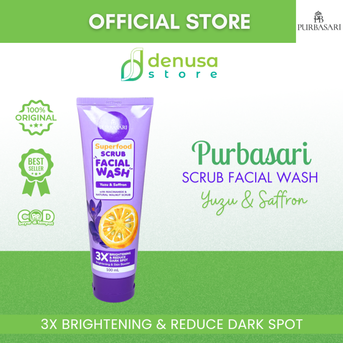 PURBASARI Superfood Yuzu n Saffron Scrub Facial Wash 100 ml