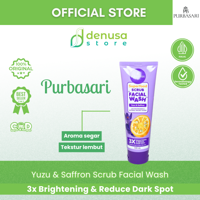 PURBASARI Superfood Yuzu n Saffron Scrub Facial Wash 100 ml