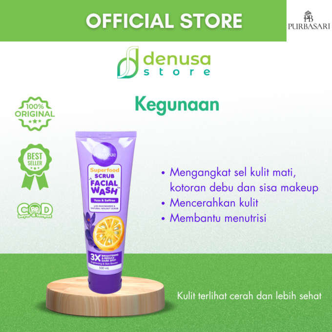 PURBASARI Superfood Yuzu n Saffron Scrub Facial Wash 100 ml