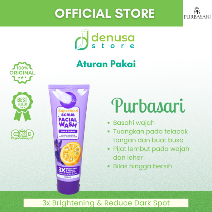 PURBASARI Superfood Yuzu n Saffron Scrub Facial Wash 100 ml