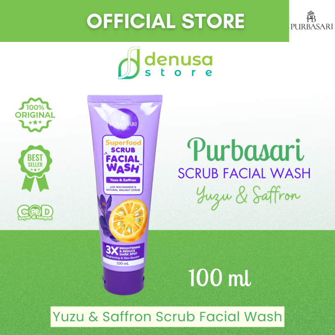 PURBASARI Superfood Yuzu n Saffron Scrub Facial Wash 100 ml