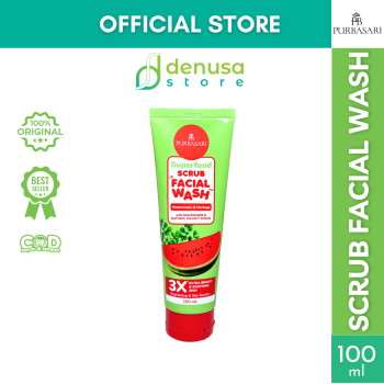 PURBASARI Superfood Watermelon n Moringa Scrub Facial Wash 100 ml