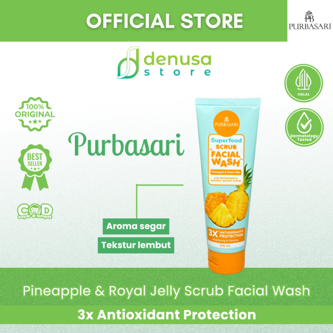 PURBASARI Superfood Pineapple n Royal Jelly Scrub Facial Wash 100 ml