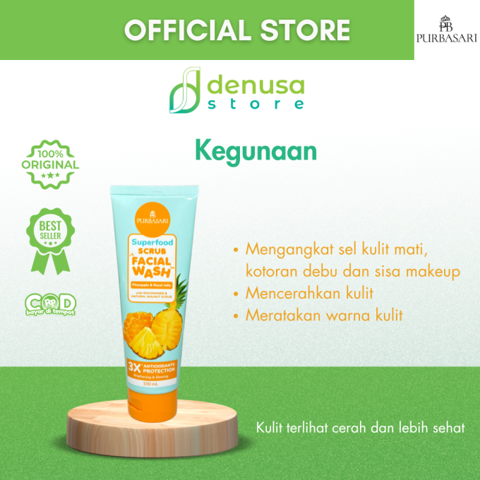 PURBASARI Superfood Pineapple n Royal Jelly Scrub Facial Wash 100 ml