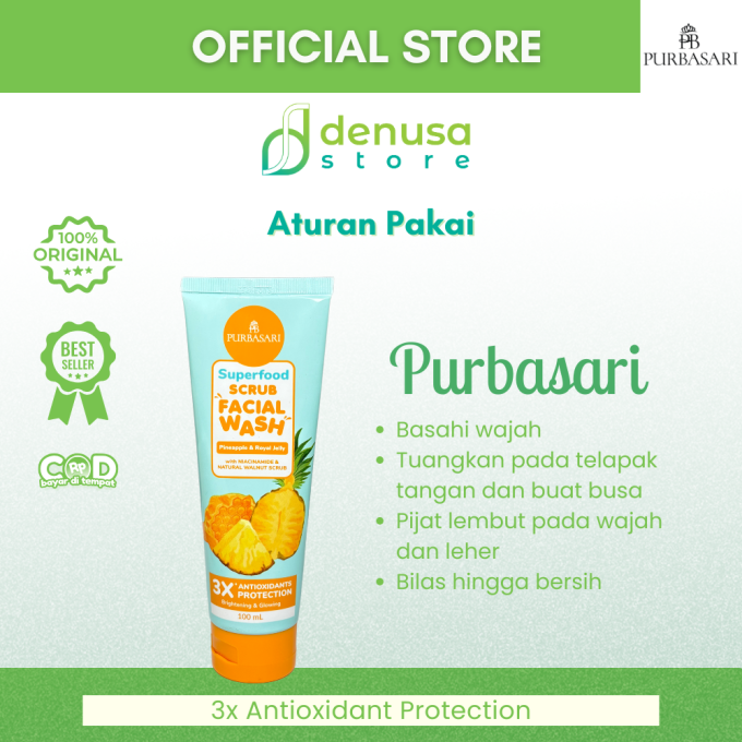 PURBASARI Superfood Pineapple n Royal Jelly Scrub Facial Wash 100 ml