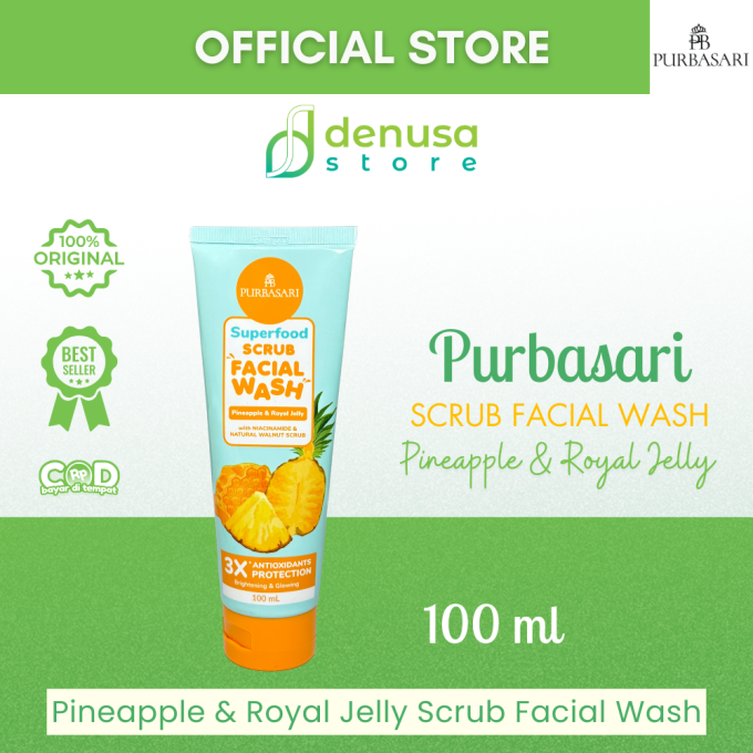 PURBASARI Superfood Pineapple n Royal Jelly Scrub Facial Wash 100 ml