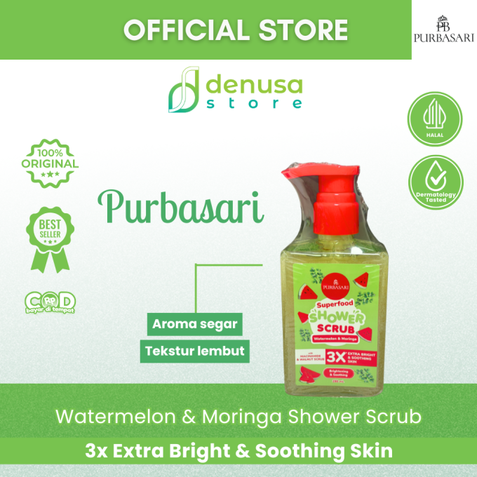 PURBASARI Superfood Watermelon n Moringa Shower Scrub 280 ml