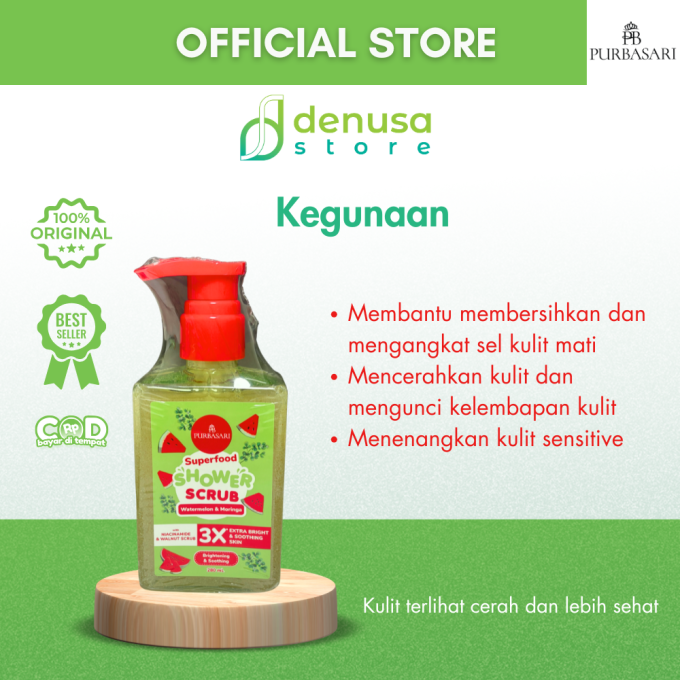 PURBASARI Superfood Watermelon n Moringa Shower Scrub 280 ml
