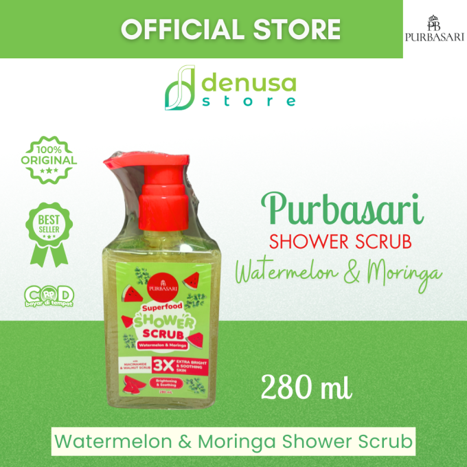 PURBASARI Superfood Watermelon n Moringa Shower Scrub 280 ml