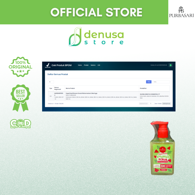 PURBASARI Superfood Watermelon n Moringa Shower Scrub 280 ml