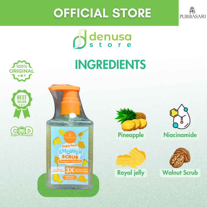 PURBASARI Superfood Pineapple n Royal Jelly Shower Scrub 280 ml