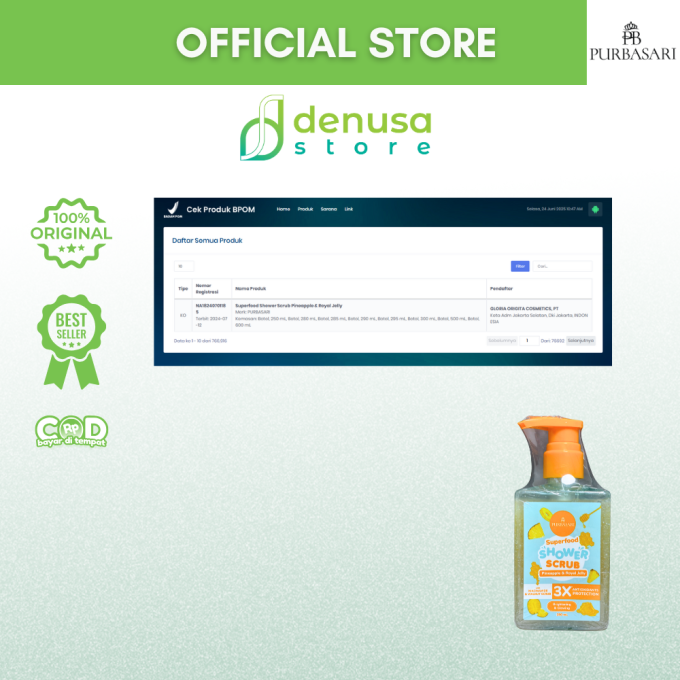 PURBASARI Superfood Pineapple n Royal Jelly Shower Scrub 280 ml