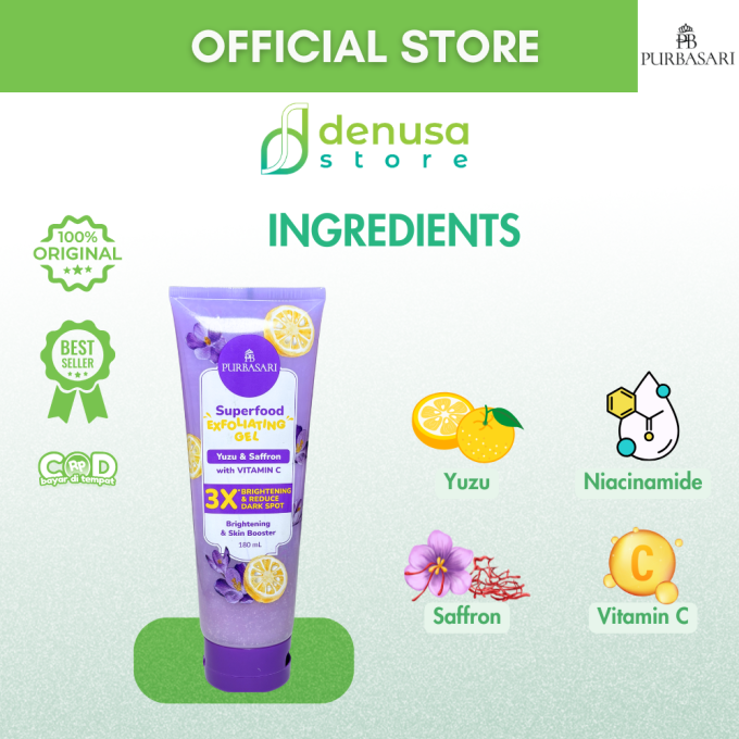 PURBASARI Superfood Yuzu n Saffron Exfoliating Gel 180 ml