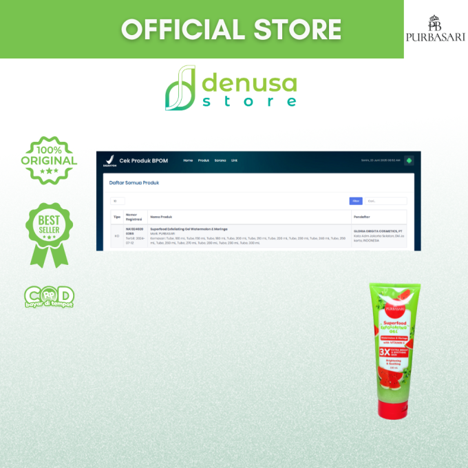 PURBASARI Superfood Watermelon n Moringa Exfoliating Gel 180 ml
