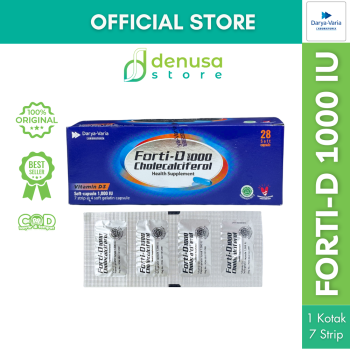 FORTI-D 1000 IU Cholecalciferol Vitamin D3 1 Kotak 7 Strip 28 Kapsul Lunak