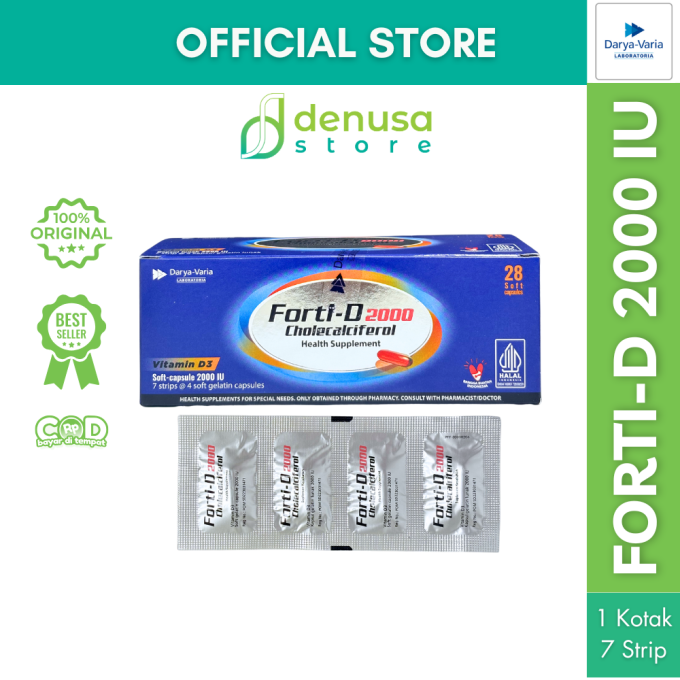 FORTI-D 2000 IU Cholecalciferol Vitamin D3 1 Kotak 7 Strip 28 Kapsul Lunak