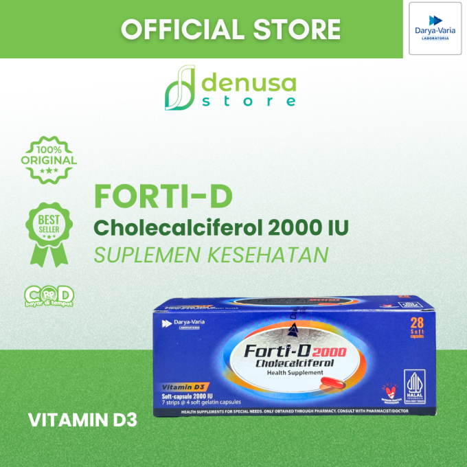 FORTI-D 2000 IU Cholecalciferol Vitamin D3 1 Kotak 7 Strip 28 Kapsul Lunak