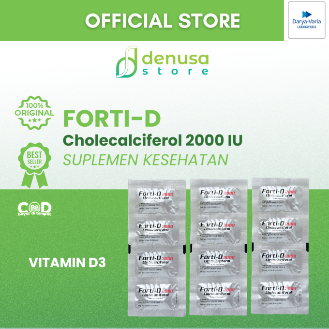 FORTI-D 2000 IU Cholecalciferol Vitamin D3 1 Kotak 7 Strip 28 Kapsul Lunak
