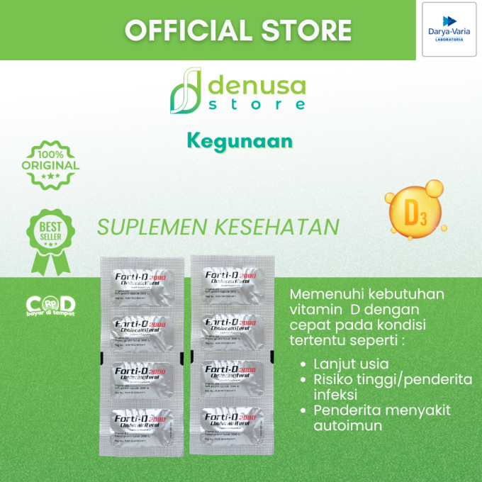 FORTI-D 2000 IU Cholecalciferol Vitamin D3 1 Kotak 7 Strip 28 Kapsul Lunak