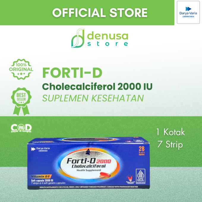 FORTI-D 2000 IU Cholecalciferol Vitamin D3 1 Kotak 7 Strip 28 Kapsul Lunak