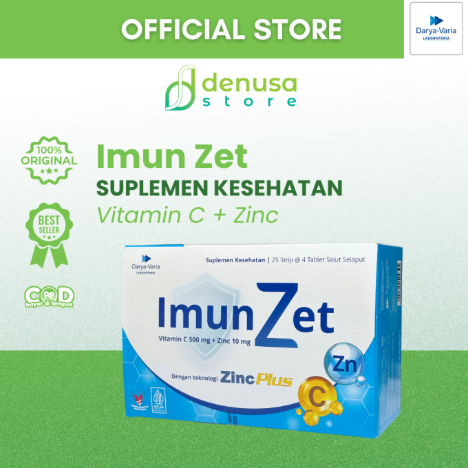 IMUNZET Vitamin C 500 mg + Zinc 10 mg 1 Kotak 25 Strip