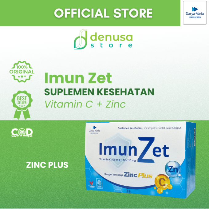 IMUNZET Vitamin C 500 mg + Zinc 10 mg 1 Kotak 25 Strip