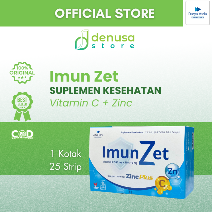 IMUNZET Vitamin C 500 mg + Zinc 10 mg 1 Kotak 25 Strip