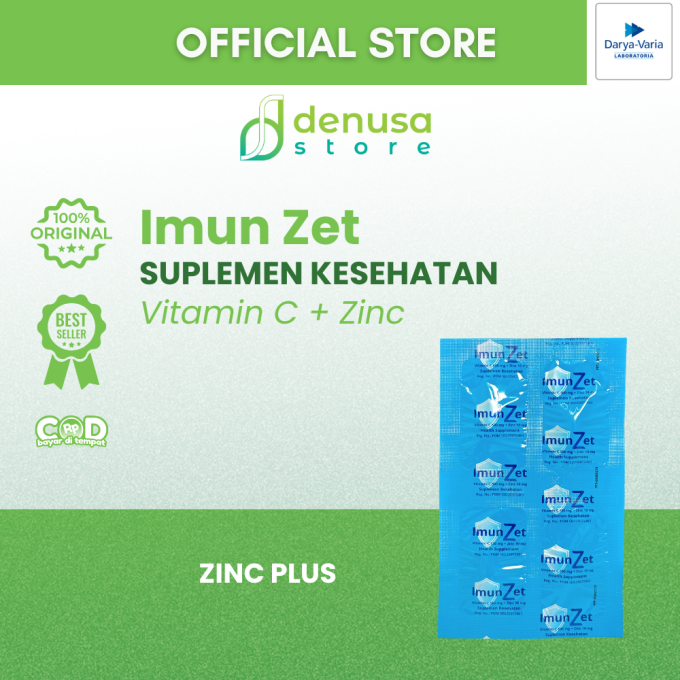 IMUNZET Vitamin C 500 mg + Zinc 10 mg 1 Strip 4 Tablet Salut Selaput