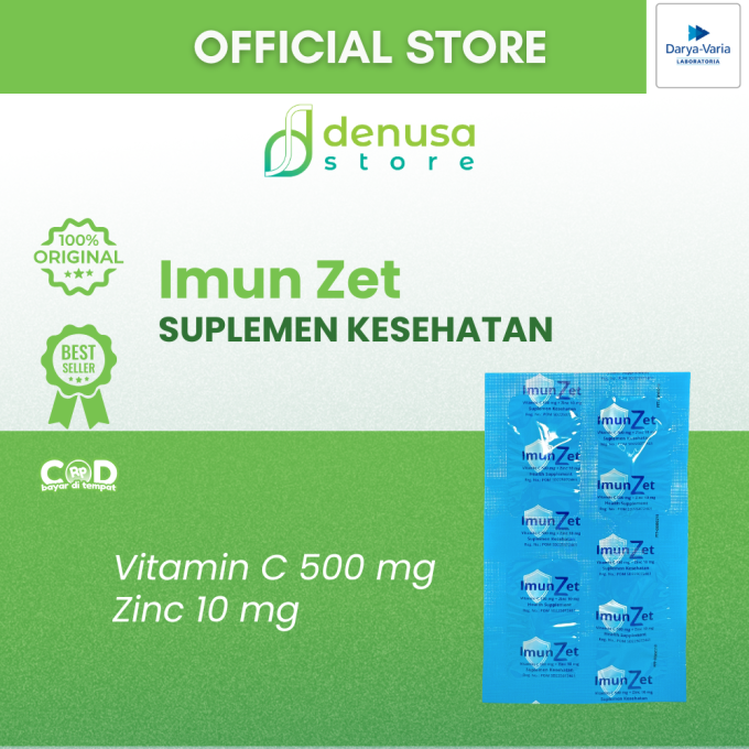 IMUNZET Vitamin C 500 mg + Zinc 10 mg 1 Strip 4 Tablet Salut Selaput