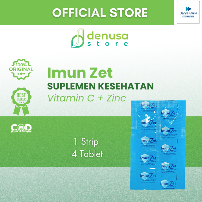 IMUNZET Vitamin C 500 mg + Zinc 10 mg 1 Strip 4 Tablet Salut Selaput