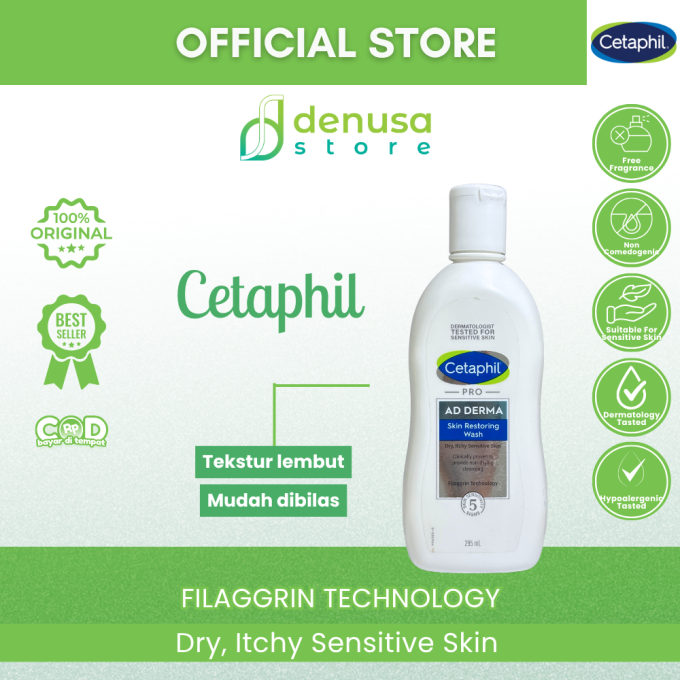 CETAPHIL PRO Ad Derma Skin Restoring Wash Dry Itchy Sensitive Skin 295 ml