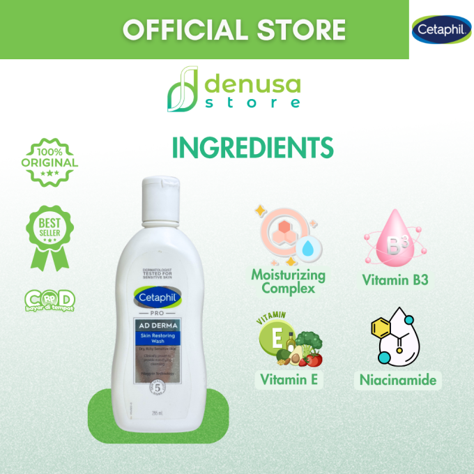 CETAPHIL PRO Ad Derma Skin Restoring Wash Dry Itchy Sensitive Skin 295 ml