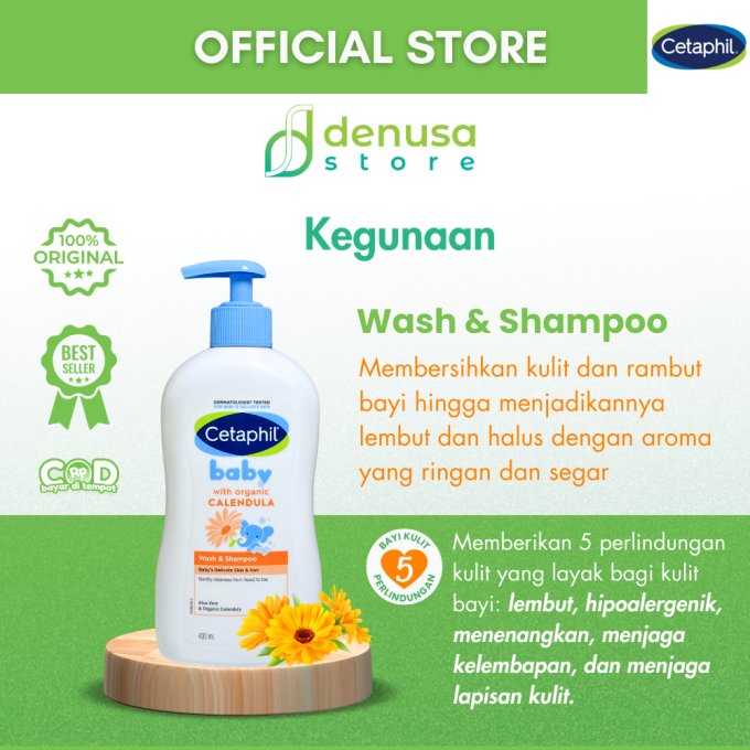 CETAPHIL Baby With Organic Calendula Wash n Shampoo Babys Delicate Skin n Hair 400 ml