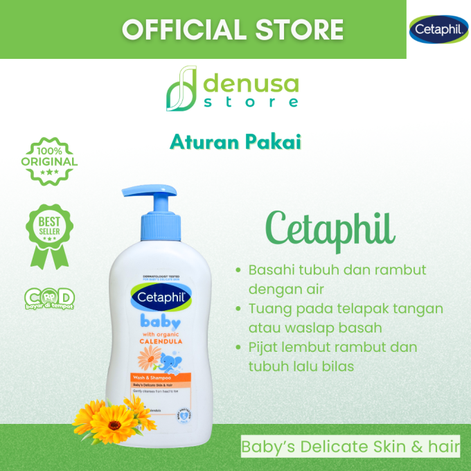 CETAPHIL Baby With Organic Calendula Wash n Shampoo Babys Delicate Skin n Hair 400 ml