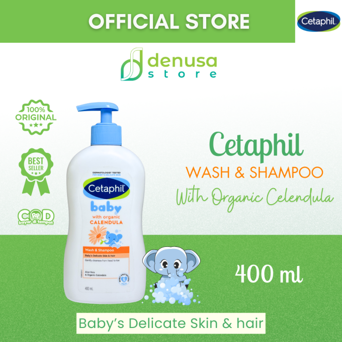 CETAPHIL Baby With Organic Calendula Wash n Shampoo Babys Delicate Skin n Hair 400 ml
