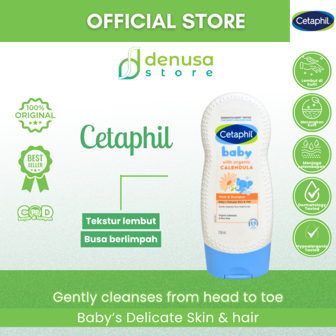 CETAPHIL Baby With Organic Calendula Wash n Shampoo Babys Delicate Skin n Hair 230 ml