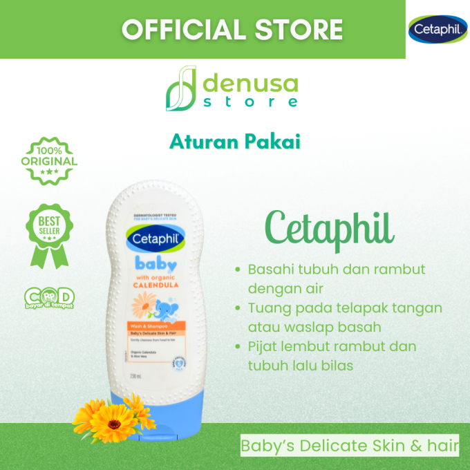 CETAPHIL Baby With Organic Calendula Wash n Shampoo Babys Delicate Skin n Hair 230 ml
