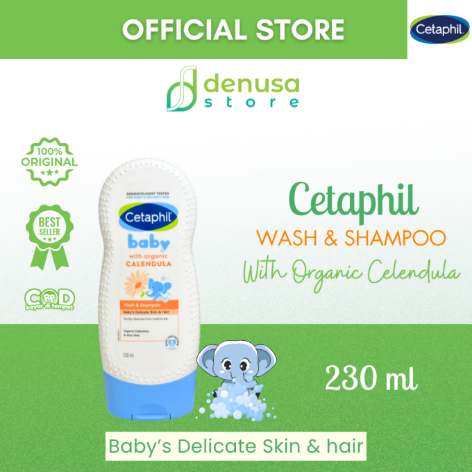 CETAPHIL Baby With Organic Calendula Wash n Shampoo Babys Delicate Skin n Hair 230 ml