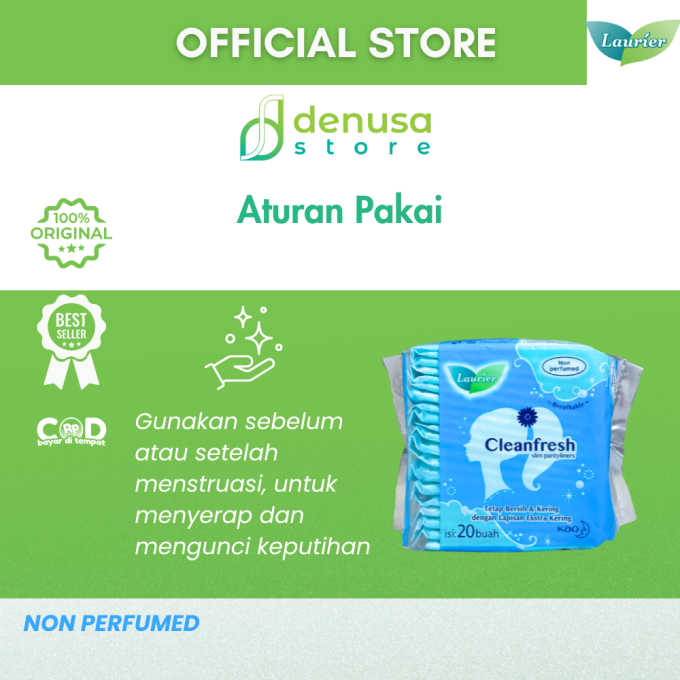LAURIER Cleanfresh Slim Pantyliners Non Perfumed isi 20