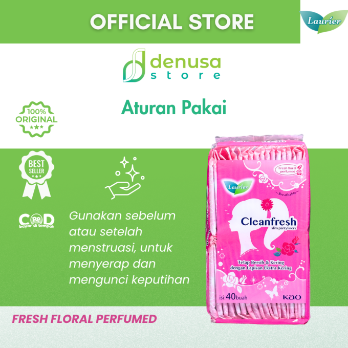 LAURIER Cleanfresh Slim Pantyliners Fresh Floral Perfumed isi 40