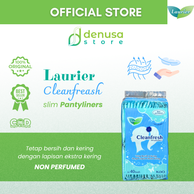 LAURIER Cleanfresh Slim Pantyliners Non Perfumed isi 40