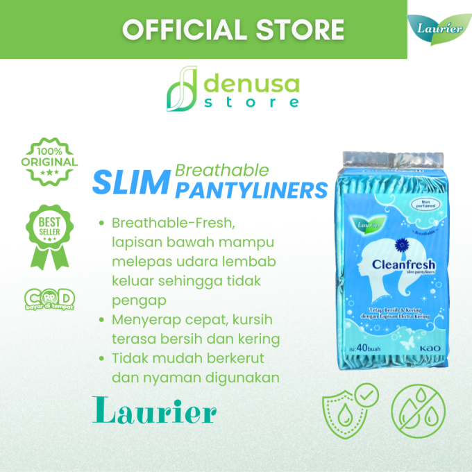 LAURIER Cleanfresh Slim Pantyliners Non Perfumed isi 40