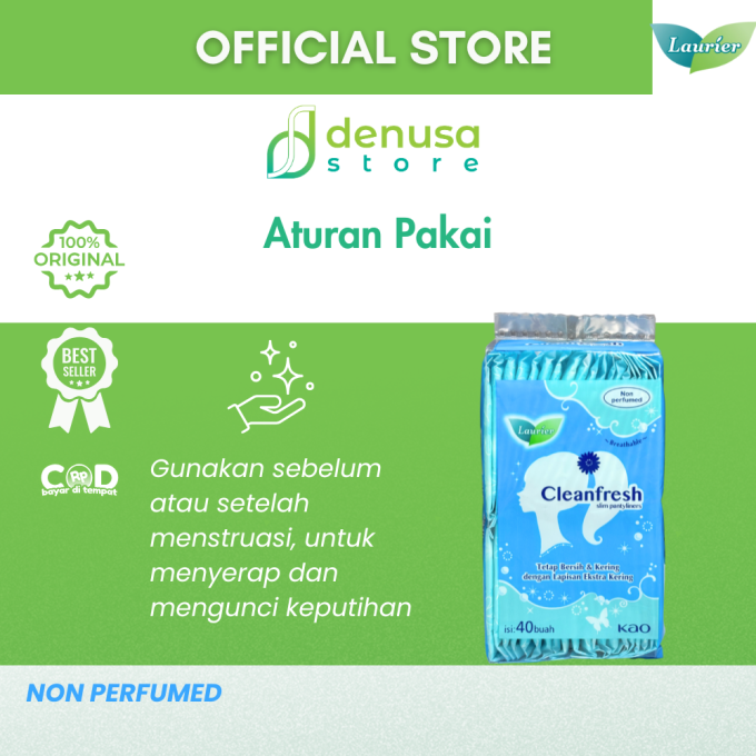 LAURIER Cleanfresh Slim Pantyliners Non Perfumed isi 40