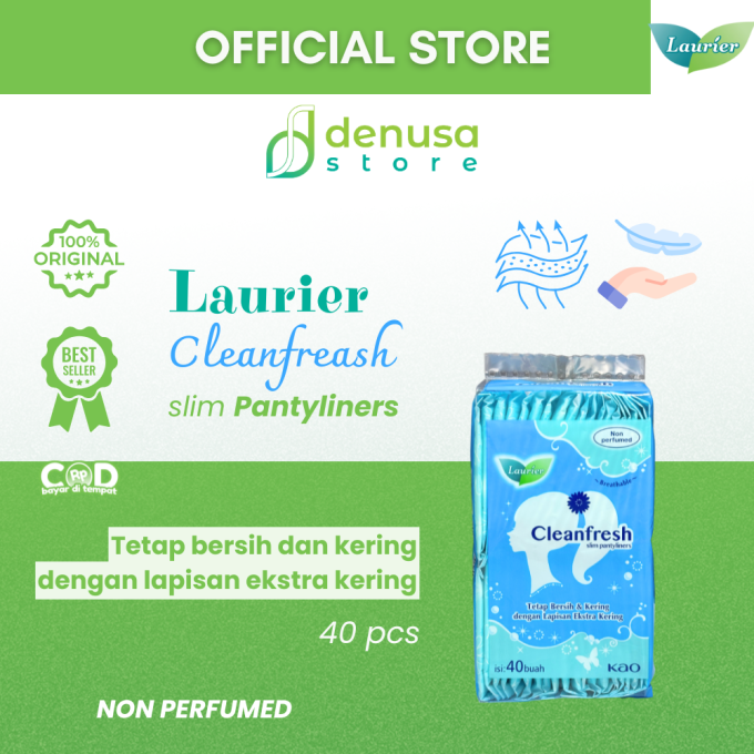 LAURIER Cleanfresh Slim Pantyliners Non Perfumed isi 40