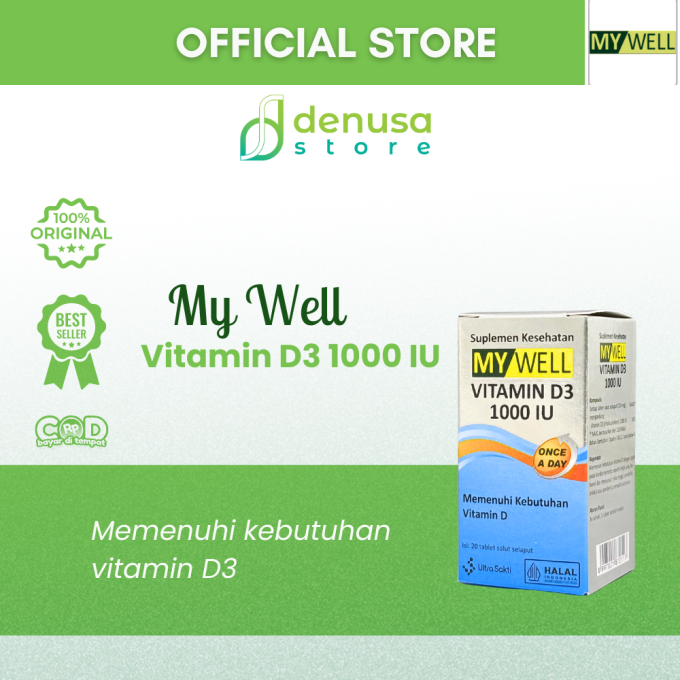MY WELL Vitamin D3 1000 IU 20 Tablet Salut Selaput