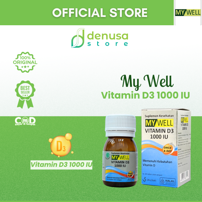 MY WELL Vitamin D3 1000 IU 20 Tablet Salut Selaput