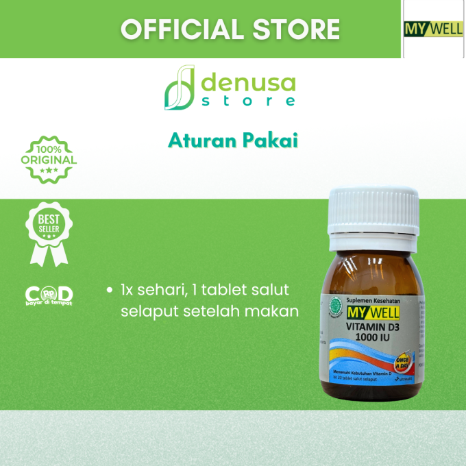 MY WELL Vitamin D3 1000 IU 20 Tablet Salut Selaput